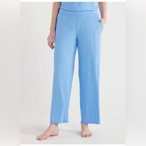 New Joyspun Women's Light‎ Blue Ribbed Knit Ankle Sleep Pants Size Small